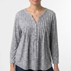 Croft & Barrow Cotton Blend Gray Henley Top Shirt Size XL